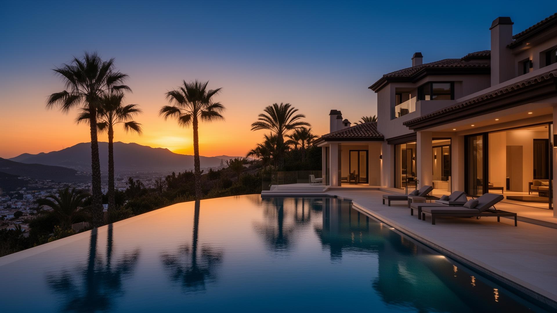 Premium villa on the Costa del Sol at golden hour